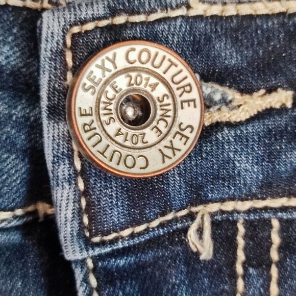Sexy Couture jeans Boot cut stretch dark wash denim women's junior size 15 - Picture 9 of 16